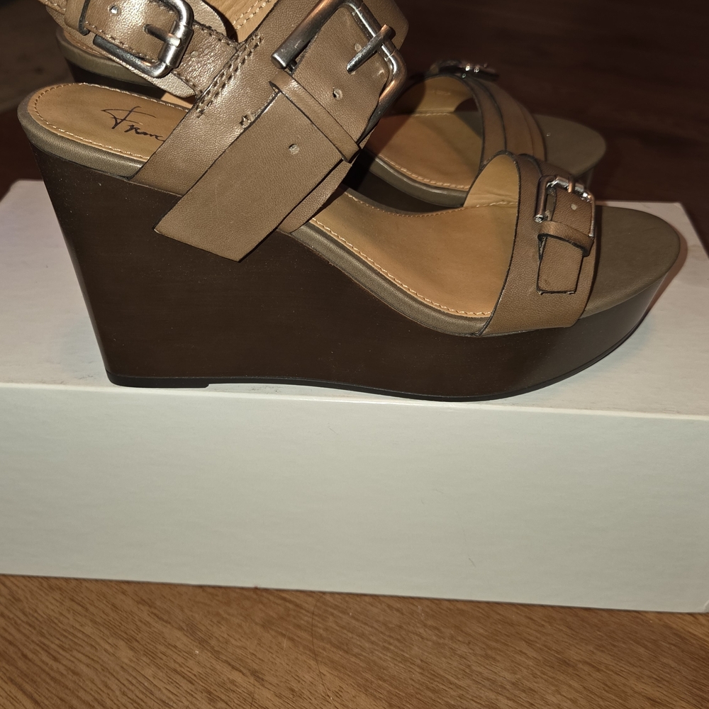 Franco Sarto Leather Wedge Sandals, NWT